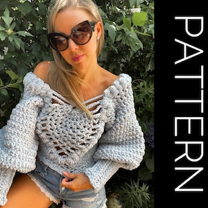 Crochet Sweater PATTERN, Sweater, Pullover Sweater Crochet PDF Pattern, Oversized Sweater, Cold Shoulder Sweater, Off the shoulder sweater
