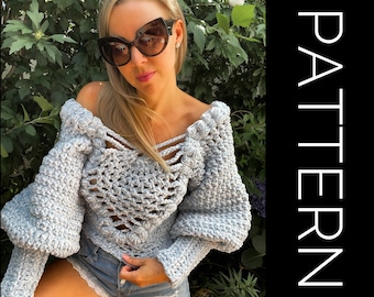 Crochet Sweater Pattern: Oversized Cold Shoulder Pullover (PDF Pattern)