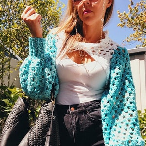 Crochet Bolero PATTERN, Sweater, Cropped sweater, Sweater Crochet PDF Pattern, Oversized Sweater, Chunky Crochet,  Crochet Cardigan