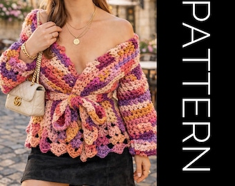 Crochet Cardigan PATTERN: Wrapped in Ruffles, Oversized Chunky Sweater (PDF Pattern)
