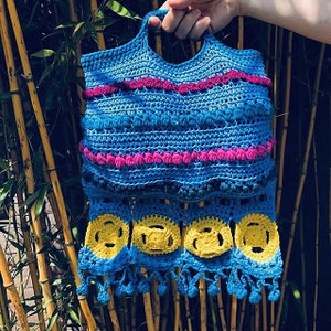 Crochet Bag PATTERN, Tote, Beach bag, Messenger Bag, Boho Fringe Bag, Summer Pattern image 8