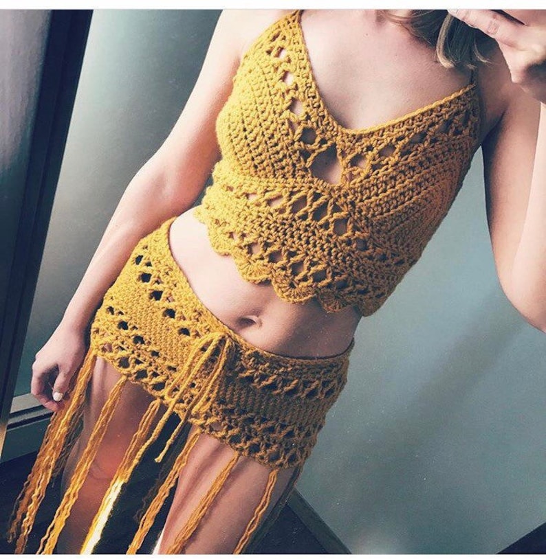 Swimsuit cover up pattern, Crochet skirt pattern, Crochet cover up pattern, Bikini cover up pattern, Hippie, Fringe crochet skirt pattern image 4