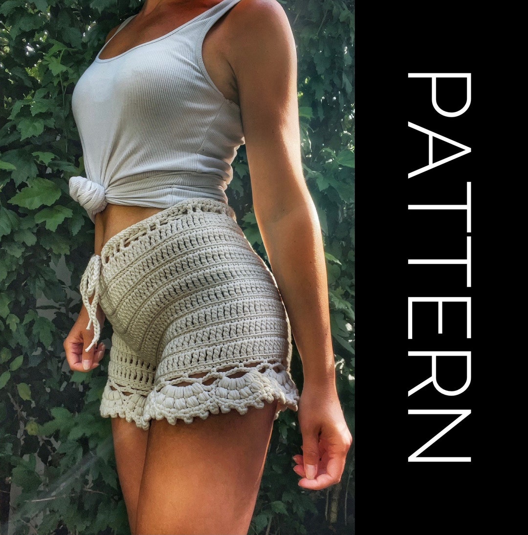 Highwaisted Shorts PATTERN Crochet Shorts Swimsuit Cover Etsy