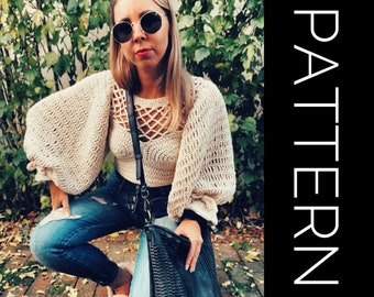 Crochet Sweater PATTERN, Sweater, Pullover Sweater Crochet PDF Pattern, Oversized Sweater, Cold Shoulder Sweater, Off the shoulder sweater