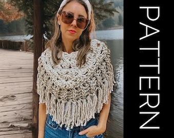 Crochet Poncho Pattern: Oversized Kerchief Scarf (PDF Pattern)