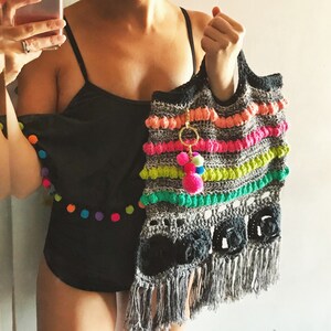 Crochet Bag PATTERN, Tote, Beach bag, Messenger Bag, Boho Fringe Bag, Summer Pattern imagem 2