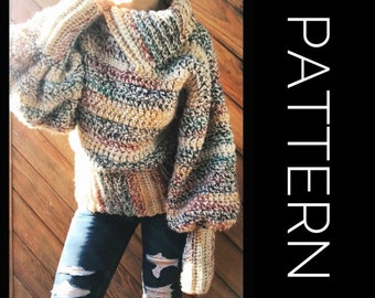 Crochet Sweater PATTERN, Sweater, Pullover Sweater Crochet PDF Pattern, Oversized Sweater, Cold Shoulder Sweater, Off the shoulder sweater