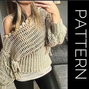 Crochet Sweater PATTERN, Sweater, Pullover Sweater Crochet PDF Pattern, Oversized Sweater, Cold Shoulder Sweater, Off the shoulder sweater