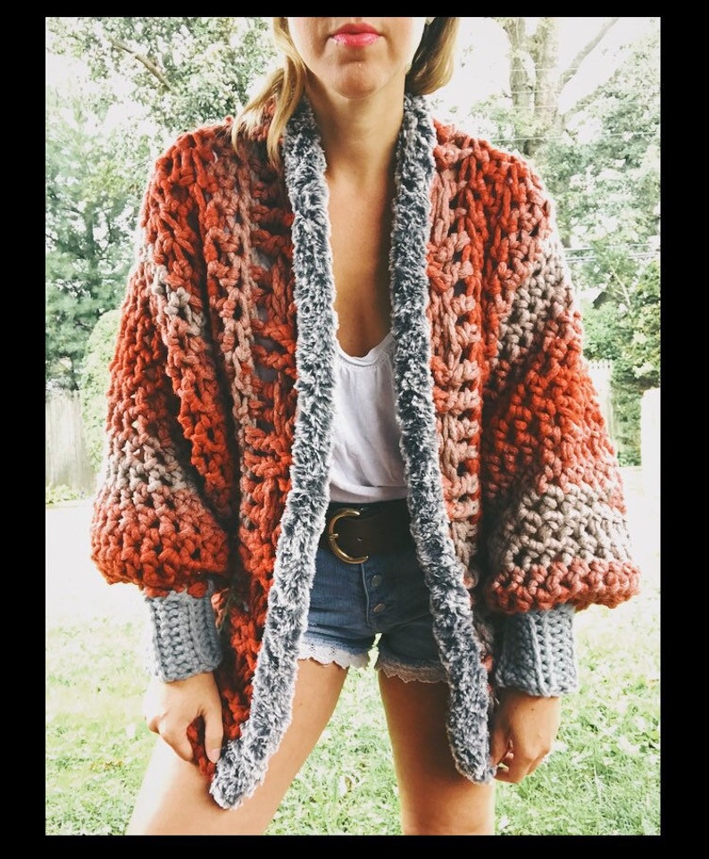 Crochet Sweater PATTERN, Sweater, Cardigan, Sweater Crochet PDF Pattern, Oversized Sweater, Chunky Sweater, Crochet Cardigan image 2