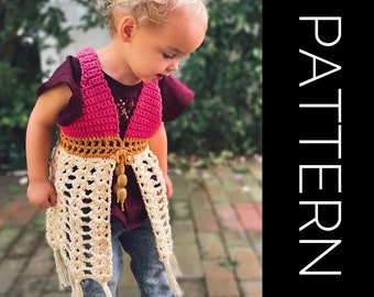 Toddler Crochet Boho Vest Pattern: Sizes 12M-5T (PDF Pattern)