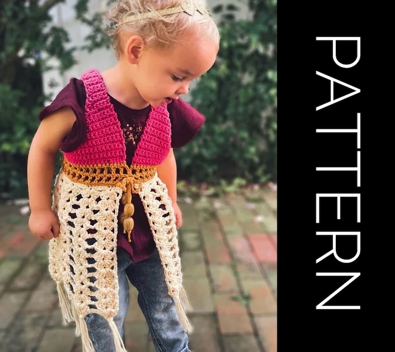 Toddler Crochet Boho Vest Pattern: Sizes 12M-5T (PDF Pattern) image 1