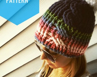 Crochet Cable Beanie Pattern: Bulky Yarn Slouchy Hat (PDF Download)