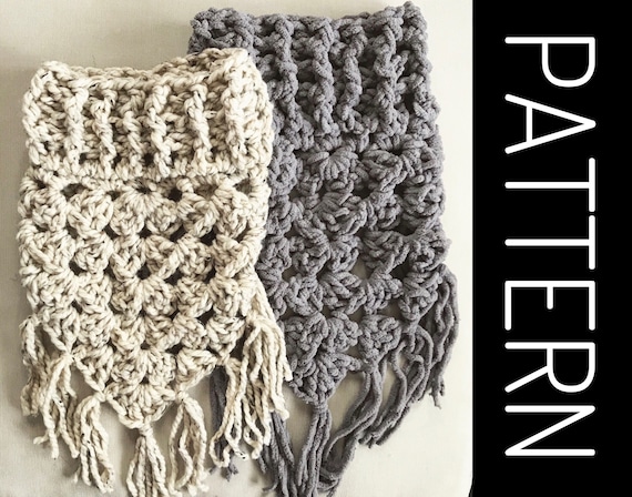 Crochet Triangle Scarf Pattern: Oversized Kerchief Cowl (PDF Pattern)