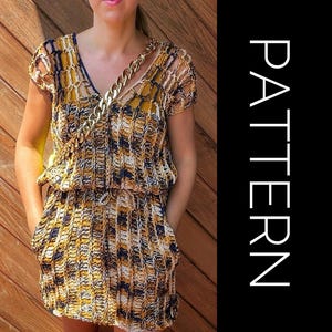 Crochet Dress Pattern, crochet top pattern, Cover up Top Pattern, Crochet with pockets, Crochet Sexy Dress, Crochet pattern