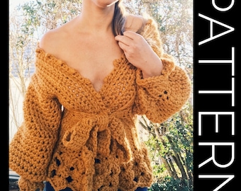 Crochet Sweater PATTERN, Sweater, Cardigan, Sweater Crochet PDF Pattern, Oversized Sweater, Chunky Sweater,  Crochet Cardigan