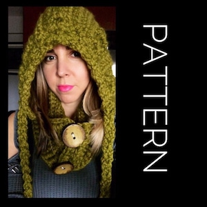Hooded cowl Pattern, Hooded scarf, Fall accessories, Cowl Pattern, Crochet