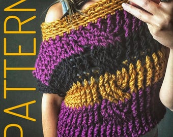 Oversized Braid Crochet Sweater Tee Pattern (PDF Download)