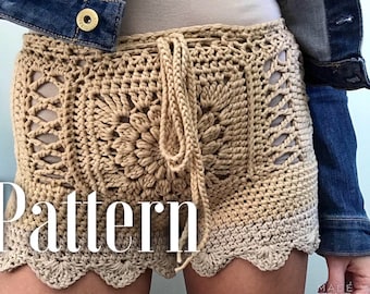 Patrón de shorts de crochet de cintura alta: Traje de baño de encaje (Patrón PDF)