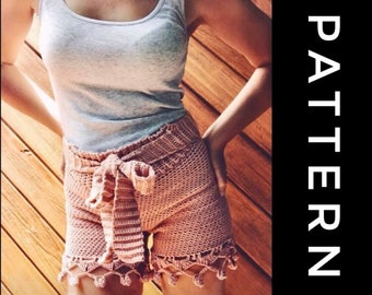 Patrón de pantalones cortos de cintura alta de crochet con encaje bohemio (Descargar PDF)