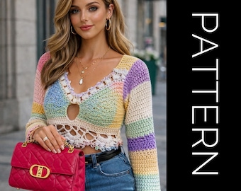 Patroon gehaakte trui Belle Fleur: verstelbare off-shoulder trui (pdf-patroon)