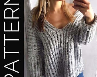 Crochet Sweater PATTERN, Sweater, Pullover Sweater Crochet PDF Pattern, Oversized Sweater, Cold Shoulder Sweater, Off the shoulder sweater