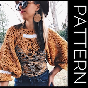 Crochet Sweater PATTERN, Sweater, Pullover Sweater Crochet PDF Pattern, Oversized Sweater, Cold Shoulder Sweater, Off the shoulder sweater