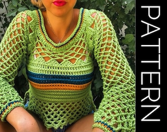 Crochet Sweater PATTERN, Sweater, Pullover Sweater Crochet PDF Pattern, Oversized Sweater, Cold Shoulder Sweater, Off the shoulder sweater