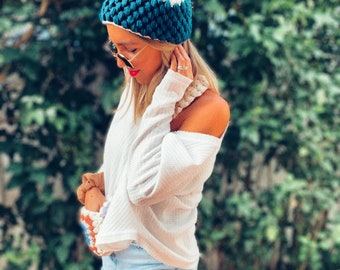 Crochet Granny Square Beanie Pattern: Women's Hat (Instant Download)
