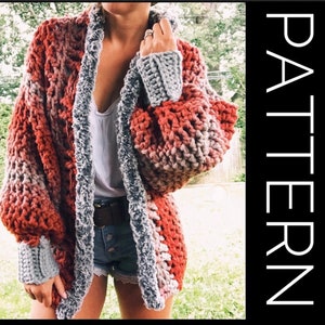 Crochet Sweater PATTERN, Sweater, Cardigan, Sweater Crochet PDF Pattern, Oversized Sweater, Chunky Sweater, Crochet Cardigan image 1