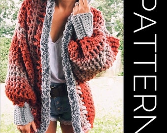 Crochet Sweater PATTERN, Sweater, Cardigan, Sweater Crochet PDF Pattern, Oversized Sweater, Chunky Sweater,  Crochet Cardigan