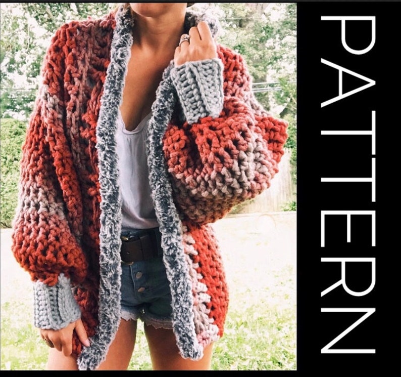 Crochet Sweater PATTERN, Sweater, Cardigan, Sweater Crochet PDF Pattern, Oversized Sweater, Chunky Sweater, Crochet Cardigan image 1