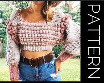 Crochet Bobble Sweater Pattern: Bulky Yarn Pullover (PDF Pattern)