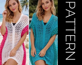 Crochet Dress PATTERN: Lace Cover Up Top (PDF Pattern)
