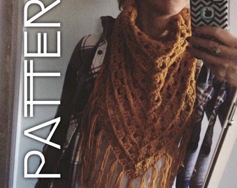 Crochet Triangle Scarf Pattern: Interlace Kerchief Cowl (PDF Download)