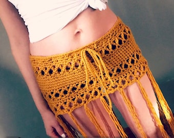 Crochet Fringe Skirt Cover-Up Pattern (PDF Download)