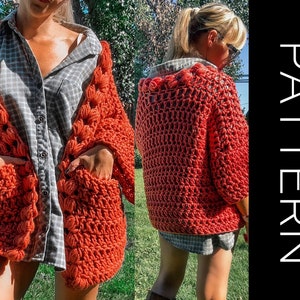 Crochet Sweater PATTERN, Sweater, Cardigan, Sweater Crochet PDF Pattern, Oversized Sweater, Chunky Sweater,  Crochet Cardigan, pockets