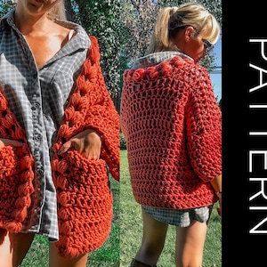 Crochet Sweater PATTERN, Sweater, Cardigan, Sweater Crochet PDF Pattern, Oversized Sweater, Chunky Sweater,  Crochet Cardigan, pockets