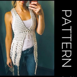 Boho Lace Crochet Vest Pattern: XS/S, M/L (PDF Download)