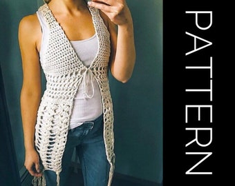 Boho Lace Crochet Vest Pattern: XS/S, M/L (PDF Download)