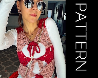 Crochet Tie Vest Pattern: &quot;Triple Knotted&quot; Cardigan (PDF Pattern)