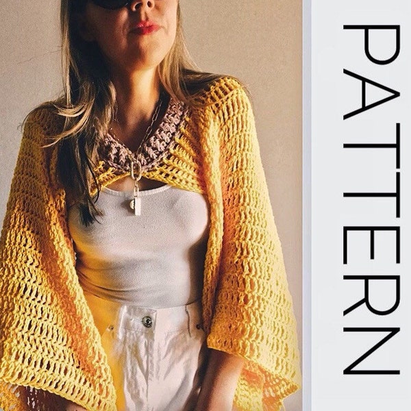 Crochet Bolero PATTERN, Sweater, Cropped sweater, Sweater Crochet PDF Pattern, Oversized Sweater, Chunky Crochet,  Crochet Cardigan