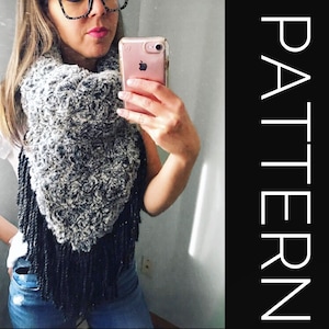 Crochet Triangle Scarf Pattern: Easy Bulky Yarn Shawl (PDF Pattern)