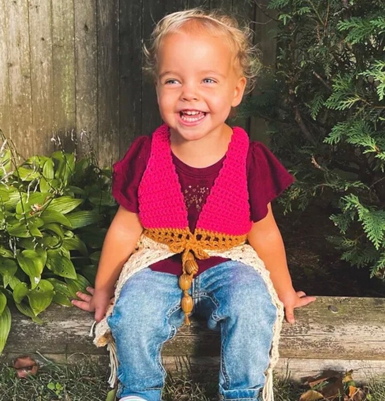 Toddler Crochet Boho Vest Pattern: Sizes 12M-5T (PDF Pattern) image 5