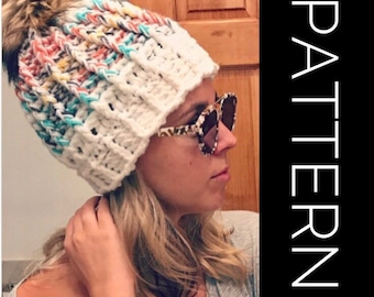 Crochet Hat Pattern, Beanie pattern, Crochet beanie pattern, women's hat pattern, instant download, crochet fitted hat pattern