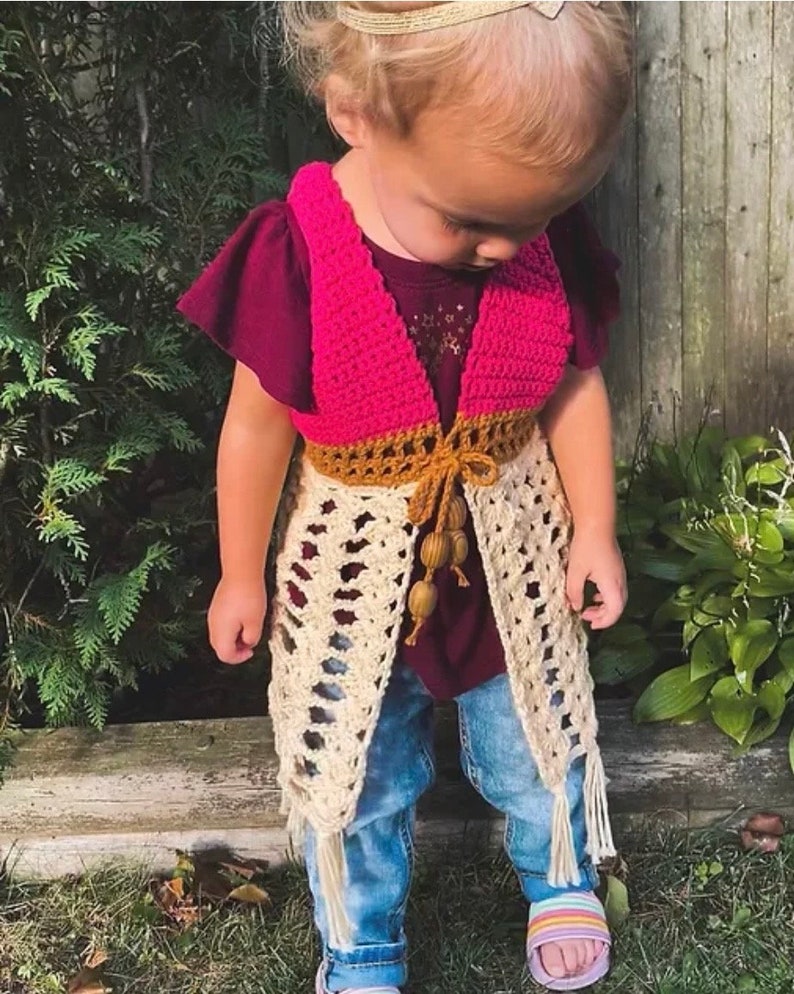 Toddler Crochet Boho Vest Pattern: Sizes 12M-5T (PDF Pattern) image 2