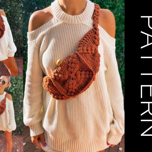 Crochet Bag PATTERN, Crossbody Bag, Bum bag, Clutch Bag, Granny Square Bag, Fanny Pack Pattern, Festival bag