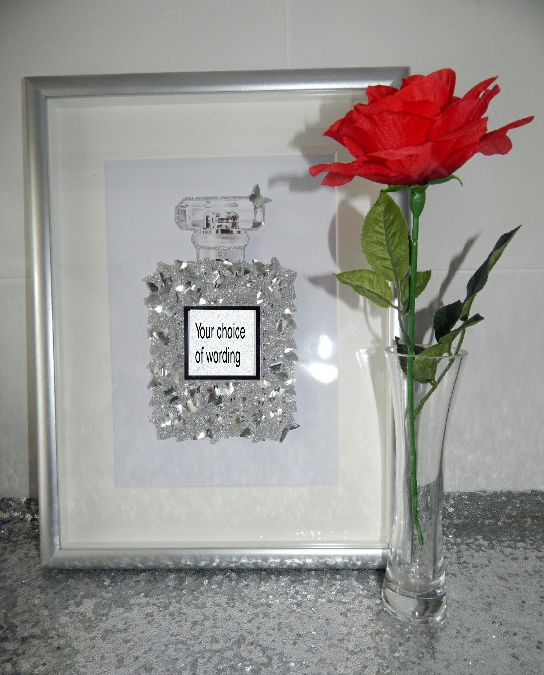 Chanel No 5 Inspired Picture Made With Silver Glitter Erflies You Gallery Photo