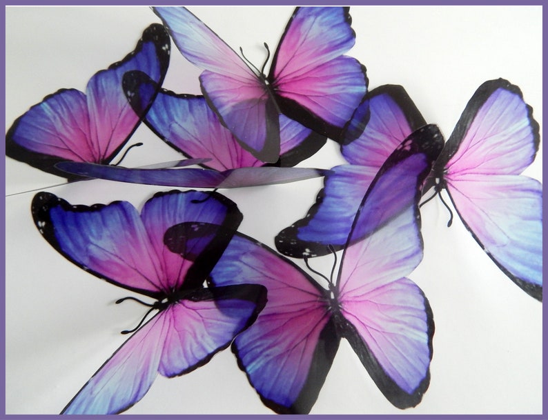 Wall Sticker Butterflies Shades of Purple Natural Luxury Etsy UK