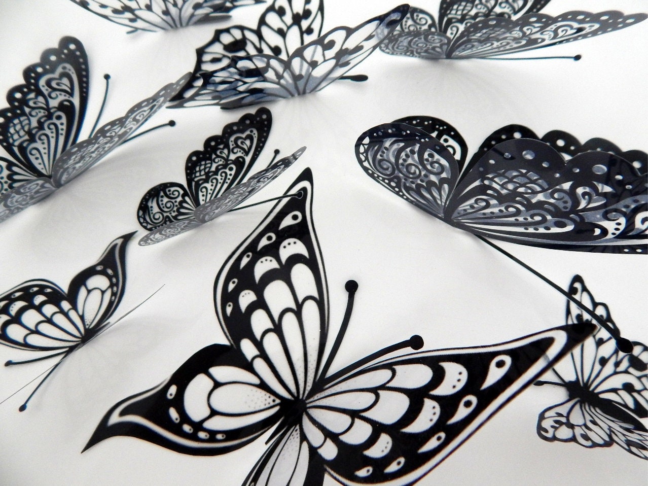 Schwarze und weiße klare 3d Schmetterlinge Aufkleber,wandkunst fliegende  Schmetterlinge,dekorative Schmetterlinge -  Österreich