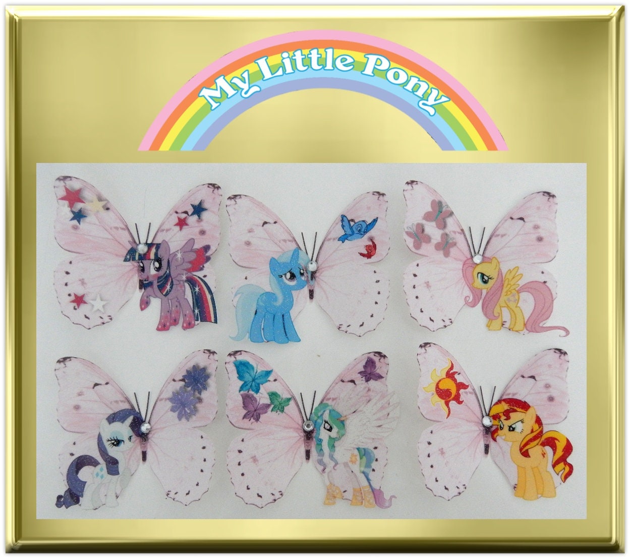 My Little Pony 3d Butterfly Stickers Trixie Rarity Fluttershy
